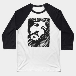 Jesus Christ Face ink hand drawn illustration Baseball T-Shirt